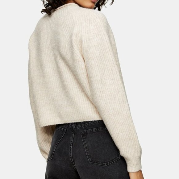 Topshop Ribbed Cropped Crew Neck Knitted Sweater Nude - Picture 3 of 12